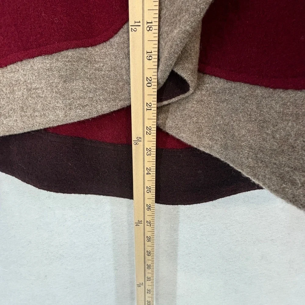 Anthropologie Colorblock‎ Wool Jacket XS Red Hooded Wrap Cardigan Coat